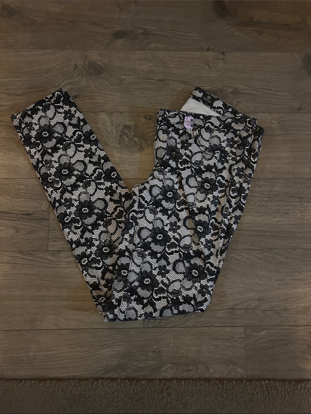 Ag Adriano Goldschmied Black & White Floral Lace-Print Skinny Jeans